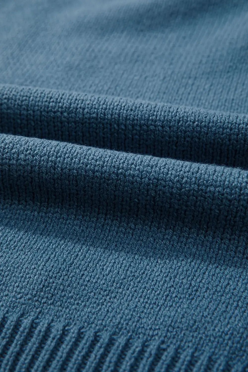 Real Teal Open Knit V Neck Button Front Drop Shoulder Plus Size Cardigan - Love Salve